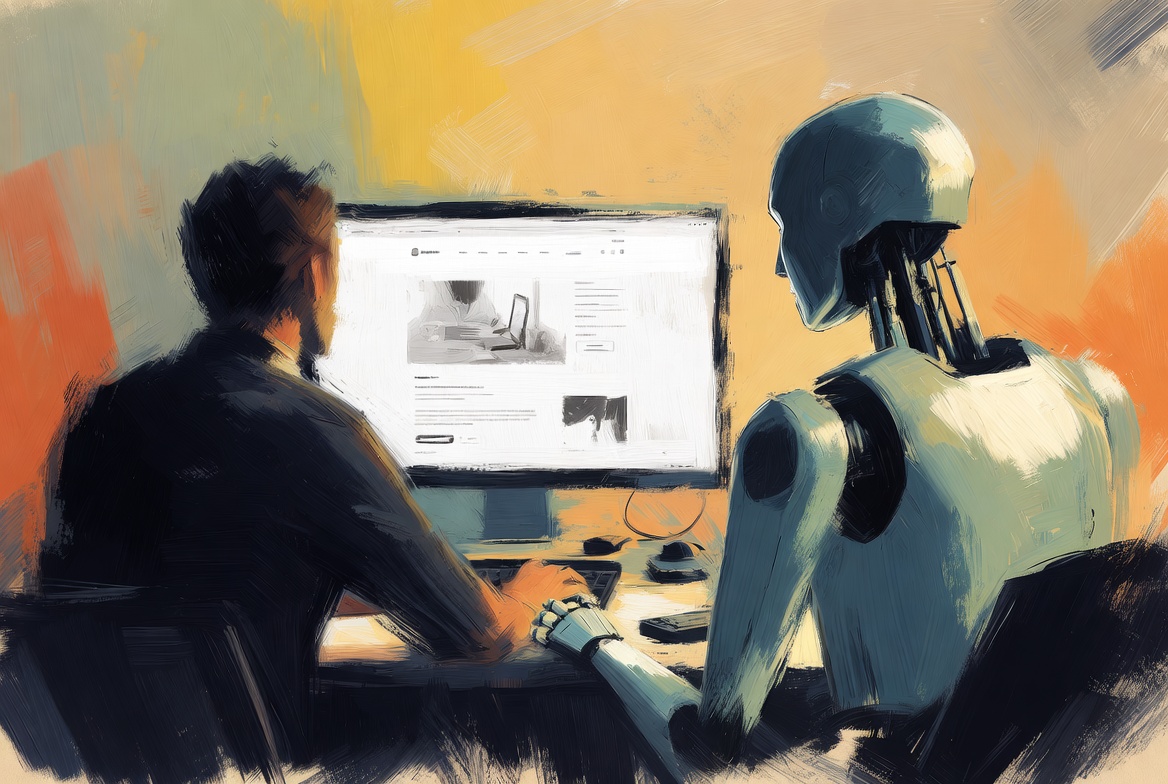 Human and AI agent both viewing the same website - same content, different understanding